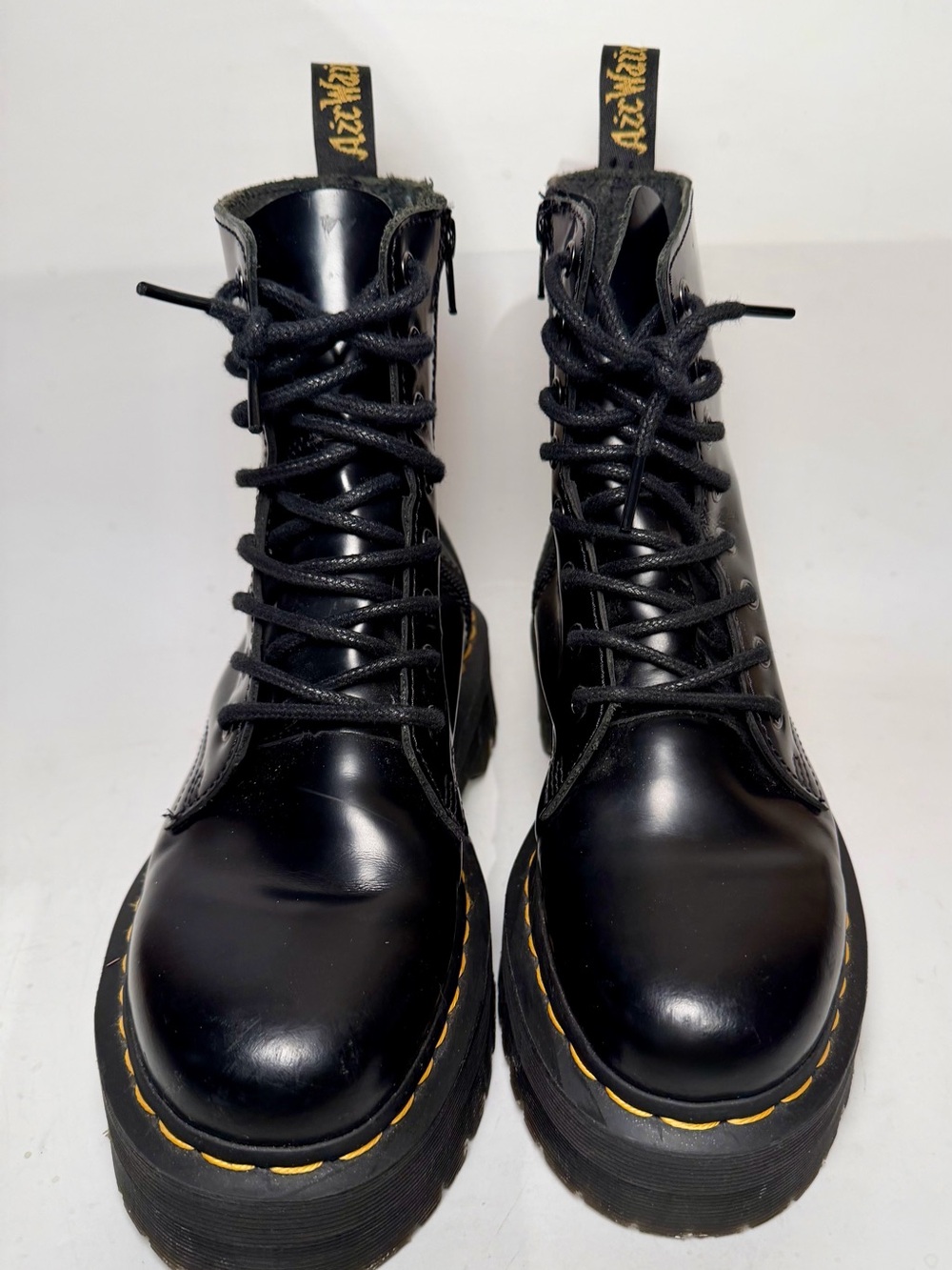 Dr. Martens Jadon Platform Leather Womens 7 Boot Black Polished Smooth Zip Side - Picture 4 of 16